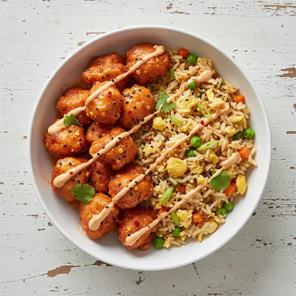 Sriracha-Mayo Chicken With Egg Fried Rice